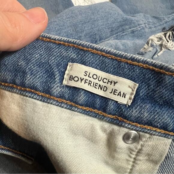 J. Crew Slouchy Boyfriend Capri Jeans Distressed Rocky Wash Raw Hem Sz 32 petite - Picture 6 of 8